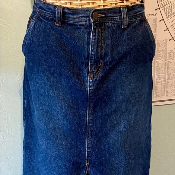 Eddie Bauer Flannel Lined Denim Maxi Skirt - Picture 1 of 6